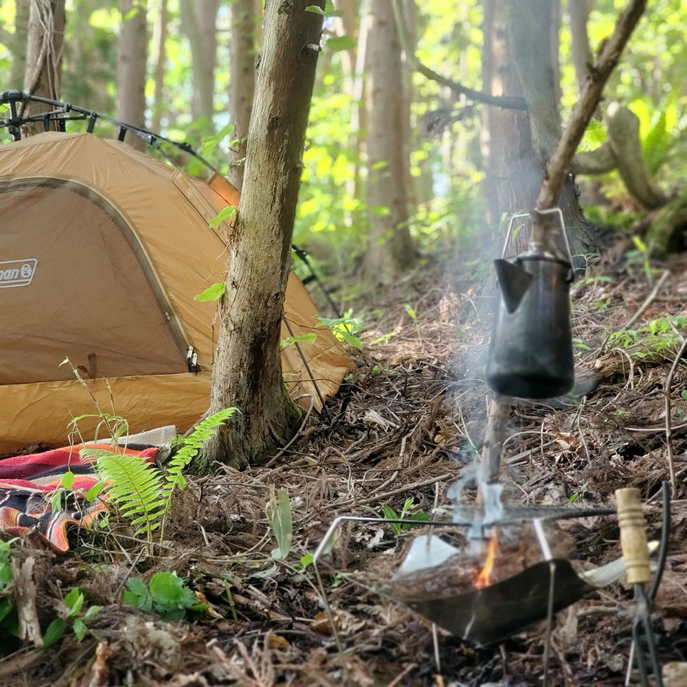 bushcraft campsite towada aomori japan